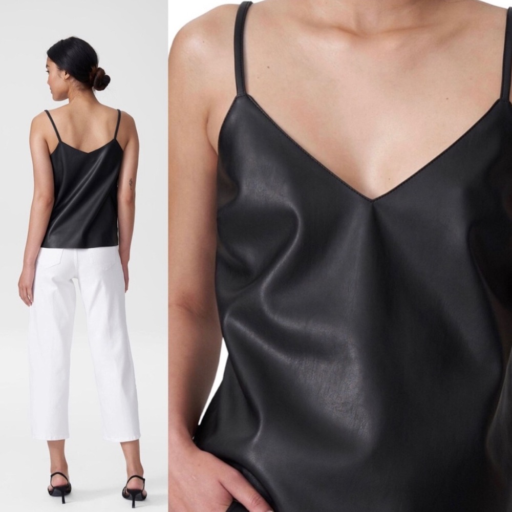 ✧ Black vegan leather camisole tank